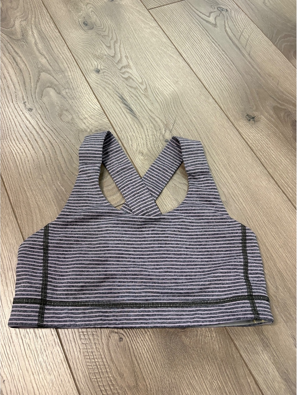 Lululemon gray light purple striped racerback sports bra size 8